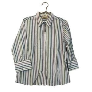 Eddie Bauer 3/4 striped blouse stretch size large